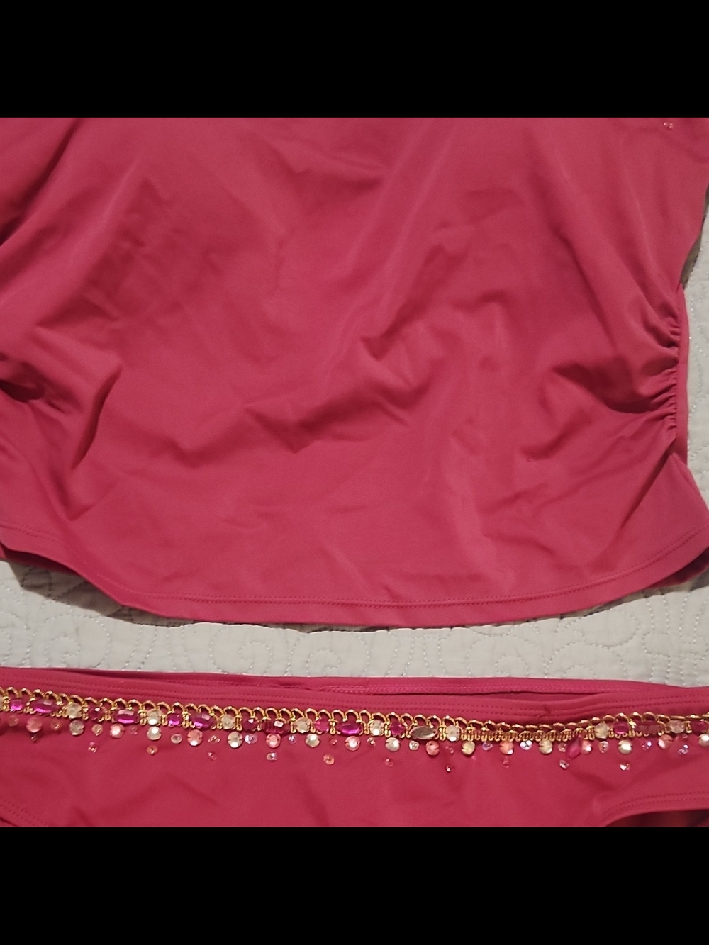 Newport News Hot Pink Swimwear Top with Gold Accent
